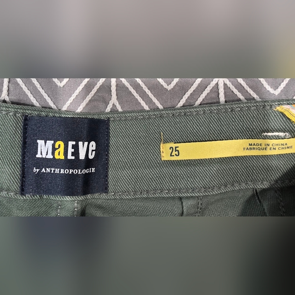 Maeve Stitched Olive Green High Rise Wide Leg Jeans Size 25 - Picture 6 of 10